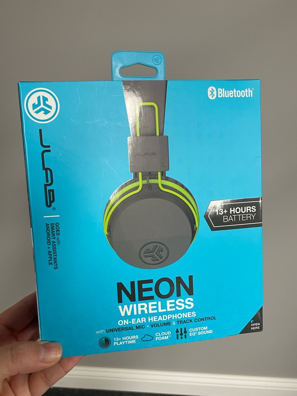 JLAB wireless neon gray over the ear headphones Bluetooth
